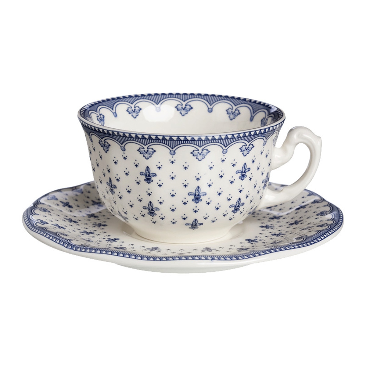 La Cartuja De Sevilla - Taza De Café Con Plato Flor De Lis Azul En Oferta La Cartuja De Sevilla - Taza De Café Con Plato Flor De Lis La Cartuja De Sevilla.