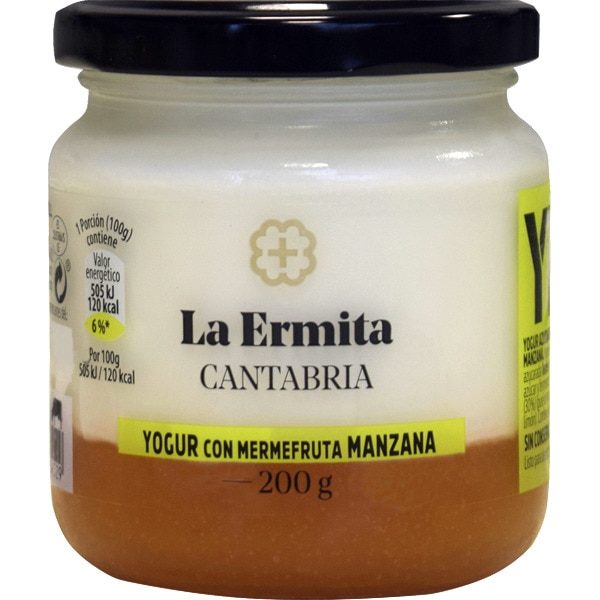 LA ERMITA CANTABRIA yogur con mermefruta de manzana sin gluten tarro 200 g