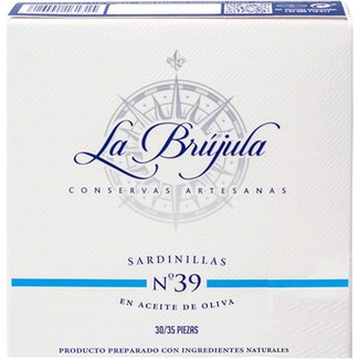 LA BRUJULA sardinas en aceite de oliva 30-35 piezas lata 110 g neto escurrido