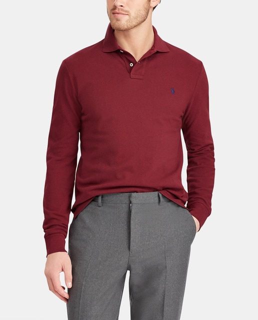 maroon ralph lauren long sleeve polo