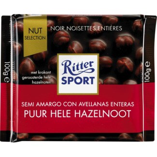 Ritter Sport Chocolate Preto com Avelãs embalagem 100 g