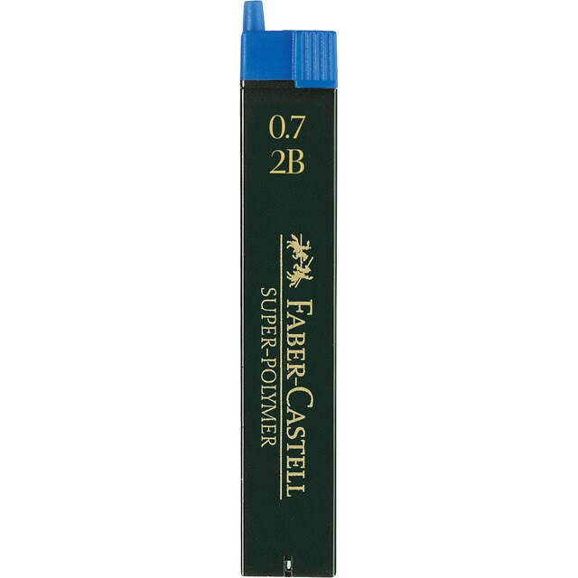 Minas Finas SUPER-POLYMER 0,7 mm Graduación B Faber Castell Negro.