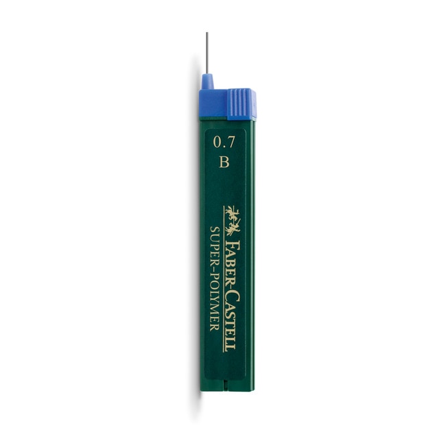 Minas Finas SUPER-POLYMER 0,7 mm Graduación B Faber Castell Negro.