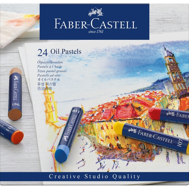 Estuche 24 Unidades Pasteles Grasos Faber Castell.