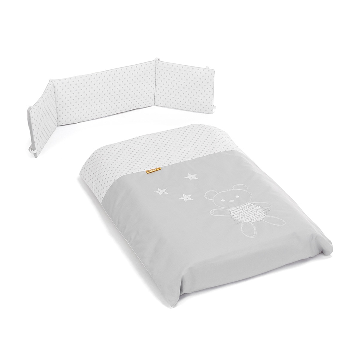 Imagem 0 de Conjunto de Capa de Edredão + Protector para mini berço Doco Sleeping (50 x 90 cm) Cotinfant Bear cinzento.