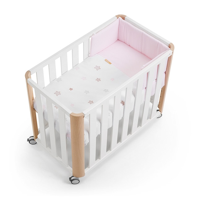 Minicuna de colecho (50 x 90 cm.) Cotinfant Doco Sleeping blanco/beige con textil Star rosa