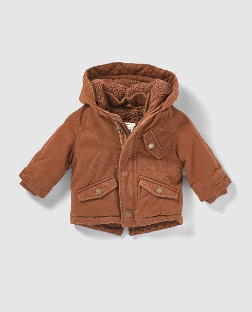 Parka de bebé menino Brotes castanha com pêlo de borrego