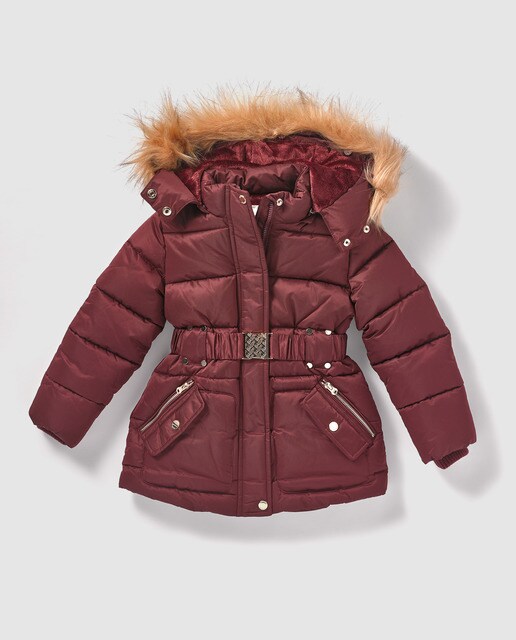 Parka com pêlo de menina Bass 10 em grená