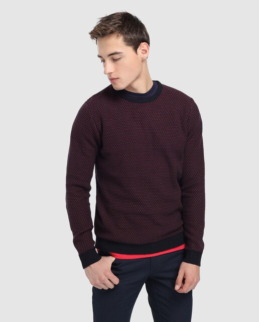 men's burgundy crew neck sweater
