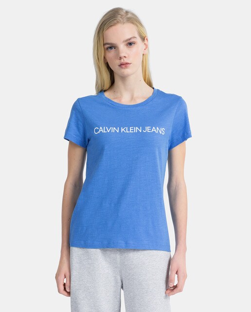 Calvin Básica De Camiseta Klein Jeans Mujer Logo · Con 6Ctw1x