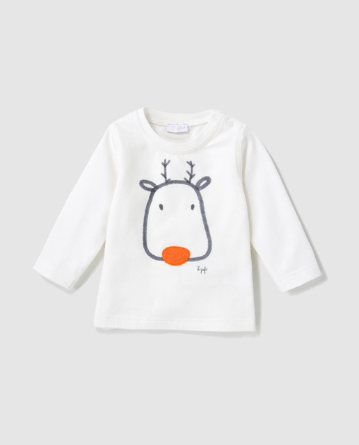 T-shirt de bebé menino II Gufo branca com estampado