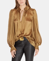 Blusa fluida de mulher Polo Ralph Lauren dourada