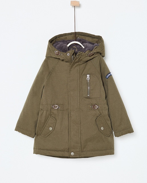 Parka de menino Sfera verde com capuz