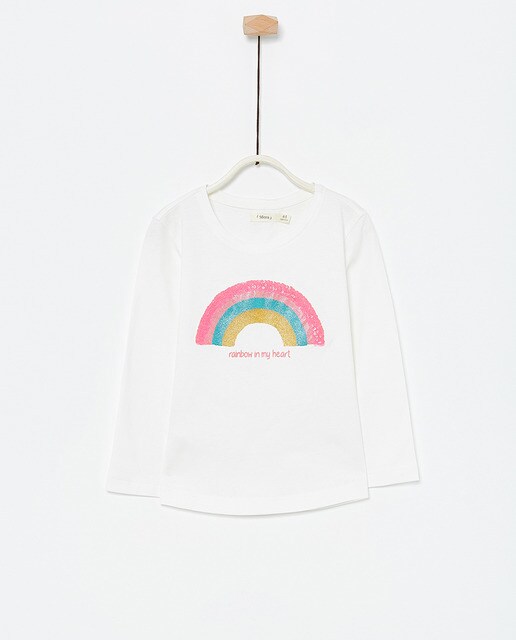 T-shirt de menina Sfera com coração de lantejoulas