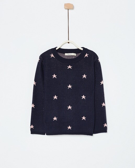 Camisola de malha de menina Sfera stars azul