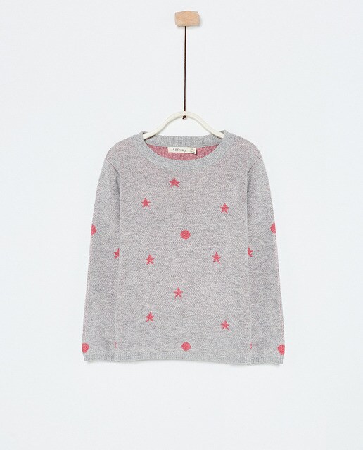 Camisola de malha de menina Sfera stars cinzenta
