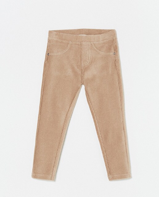 Leggings de menina Sfera em velour natural
