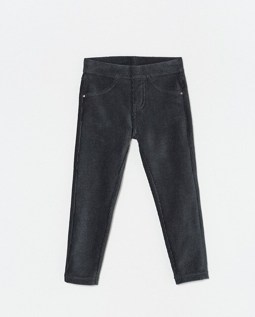 Leggings de menina Sfera em velour cinzentas