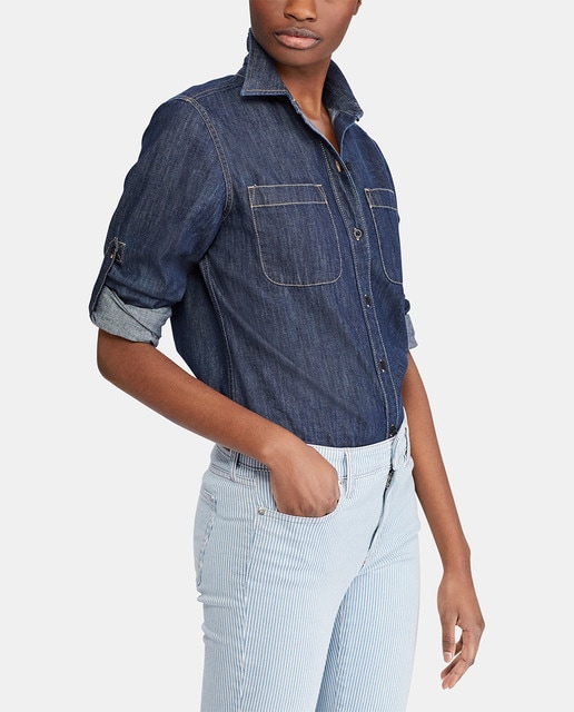 camisa vaquera manga corta mujer