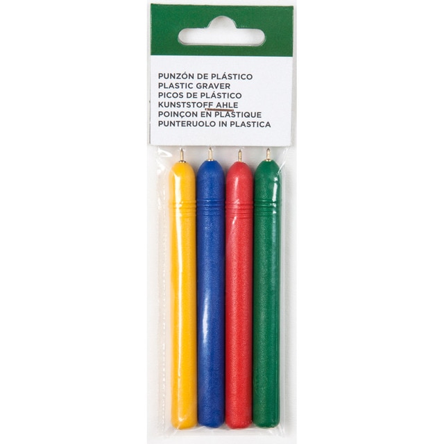 Pack de 4 Punzones Plástico Punta de Acero Latonado Multicolor