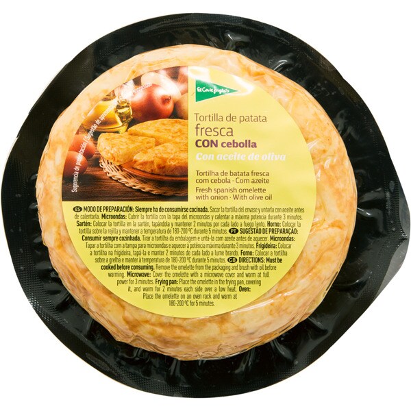 mini tortilla de patata fresca con cebolla sin gluten envase 200 g · EL