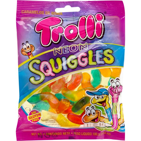 TROLLI Neon Squiggles caramelos de goma surtidos con brillo sin gluten bolsa 100 g