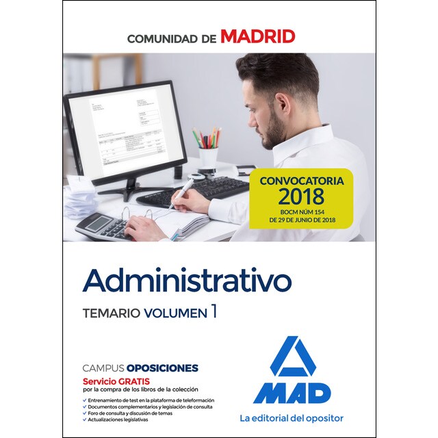 Administrativo de la comunidad de madrid. Temario volumen 1 (Tapa blanda)