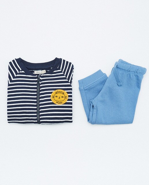 Conjunto de bebé menino Sfera com joggers às riscas