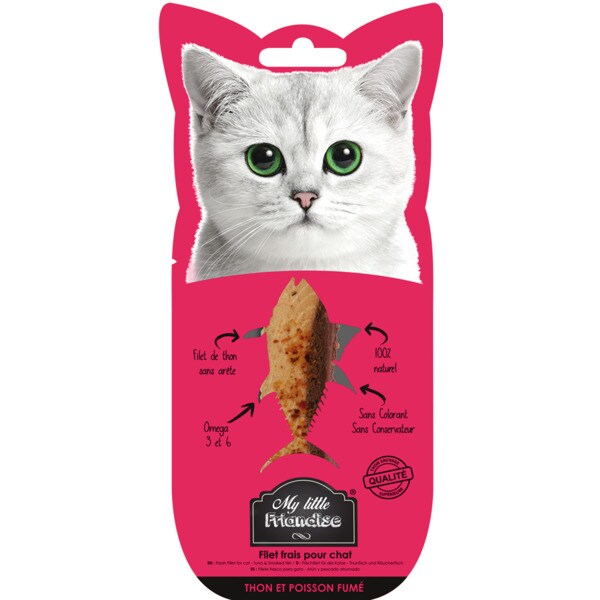 Snack para Gato Filete Fresca de Atum e Peixe Fumado embalagem 30 g