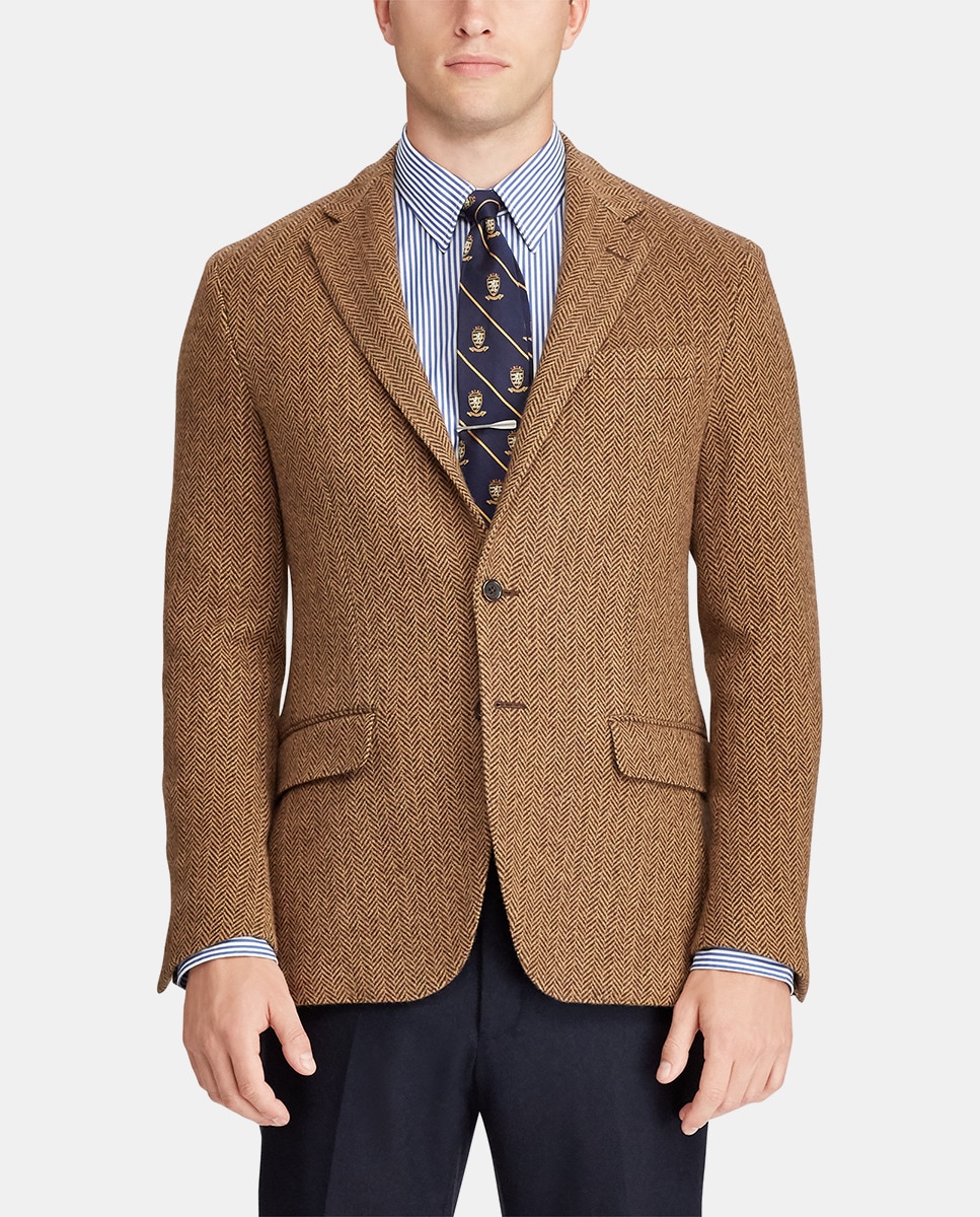 Polo Ralph Lauren Mens Regular Fit Brown Herringbone Blazer · Polo