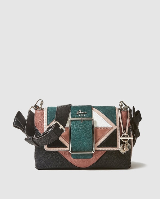 Moda Hombro · Guess Multicolor Con En De Bolso Negro Solapa BdxCoe