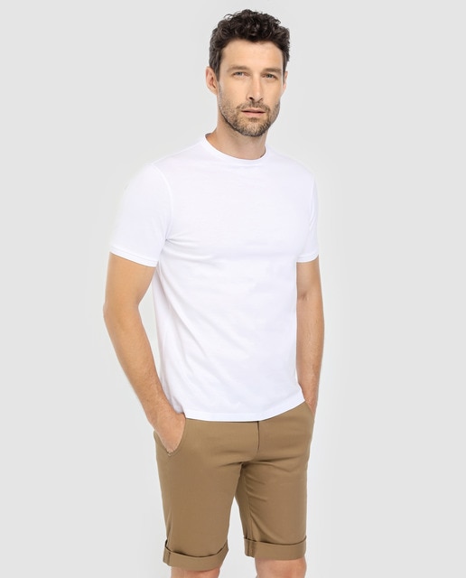 white t shirt and shorts outfit mens