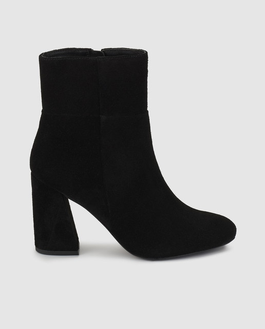 Botins de mulher Fórmula Joven em camurça pretos com tacão