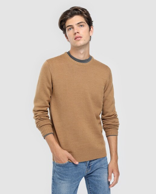 camel crew neck sweater