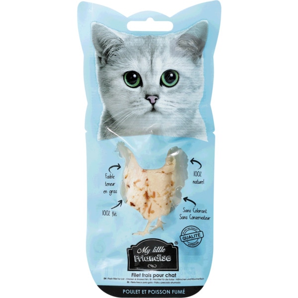 Snack para Gato Filete Fresca de Frango e Peixe Fumado embalagem 30 g