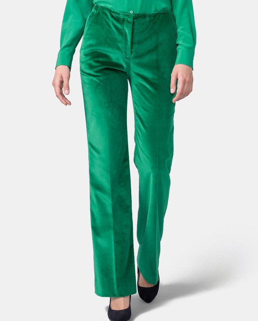 green straight leg pants