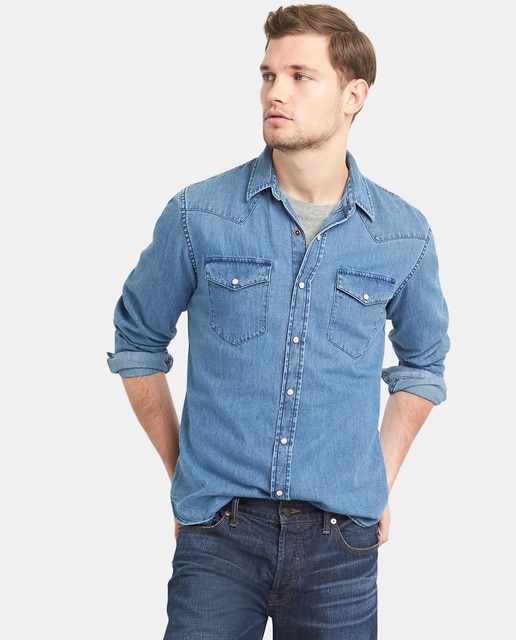 Camisa vaquera de hombre Gap slim azul