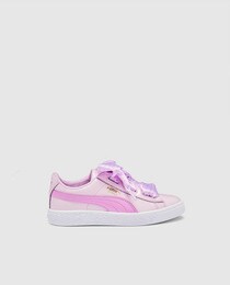 puma basket pink bow white trainers