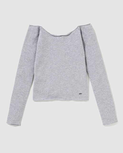 T-shirt Belle&Rebel cinzenta com decote à barco