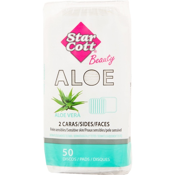 STAR COTT Beauty discos desmaquilladores 2 caras aloe vera bolsa 50 unidades 