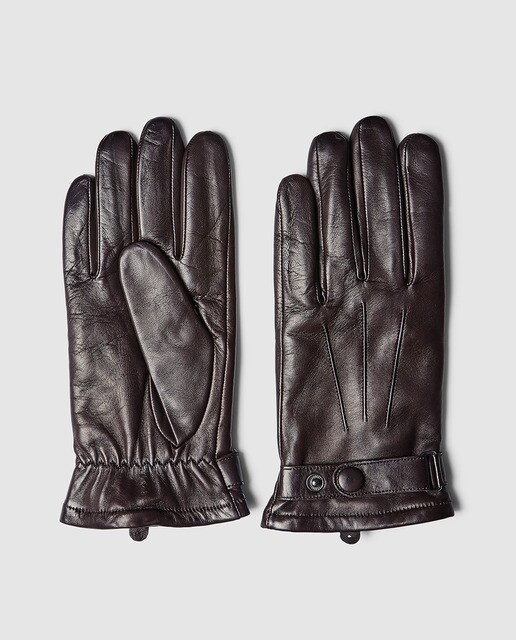 Luvas de pele castanhas