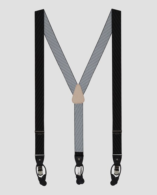 Suspensórios elásticos pretos às riscas