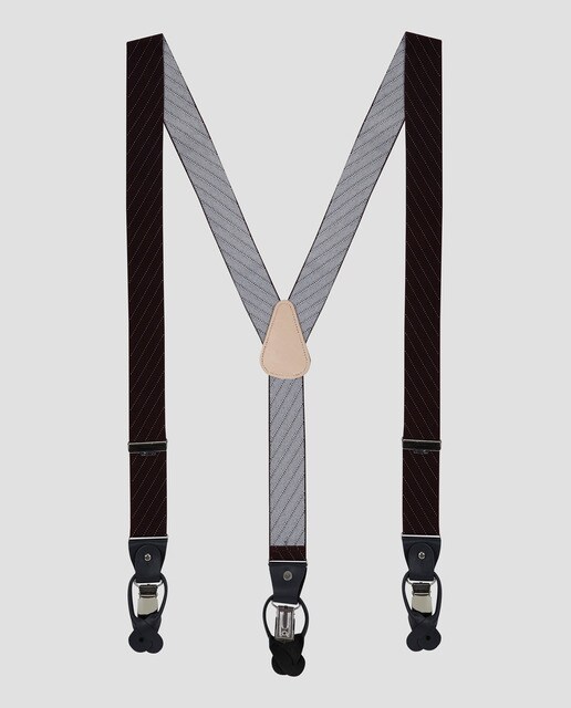 Suspensórios elásticos bordeaux às riscas