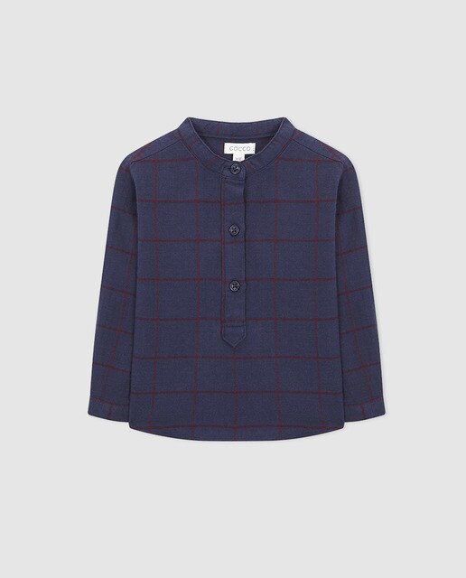 Camisa de bebé menino Gocco aos quadrados bicolor