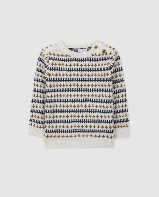 Camisola de malha de bebé menino Gocco com jacquard bicolor