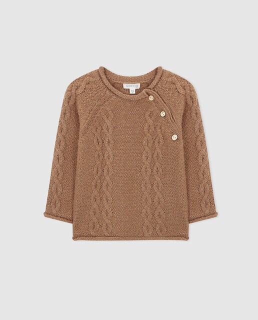 Camisola de malha de bebé menino Gocco castanha com malha do cabo
