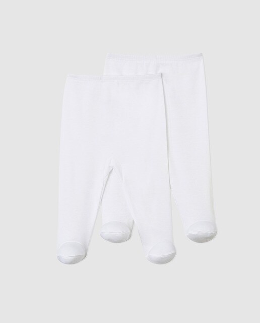 Pack de calças com pés de bebé Petit Bateau brancas
