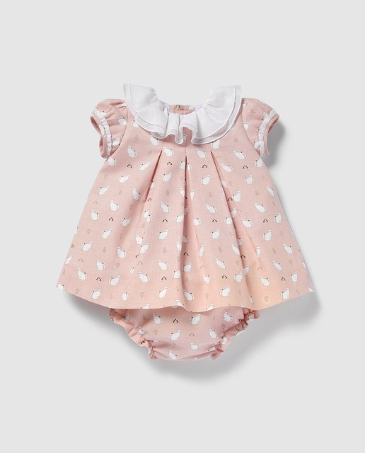 Vestido de bebé menina Dulces rosa com gatos