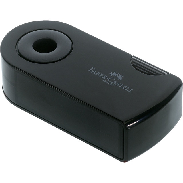 Afilalápices con Funda Protectora Doble Deposito Faber-Castell Negro.