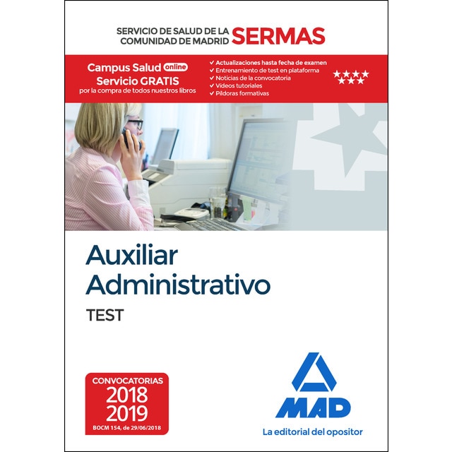 Auxiliar administrativo del servicio de salud de la comunidad de madrid. Test (Tapa blanda)